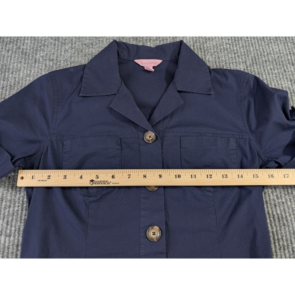 Lilly Pulitzer Shirt Dress 4 Blue Preppy Quiet Luxury Business Casual Old Money - Picture 10 of 11